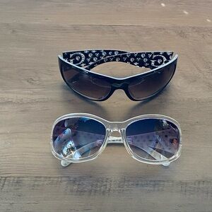 GUESS Black White Clear Frame Rhinestone Sunglasses. Trendy Y2K Fashion Glasses